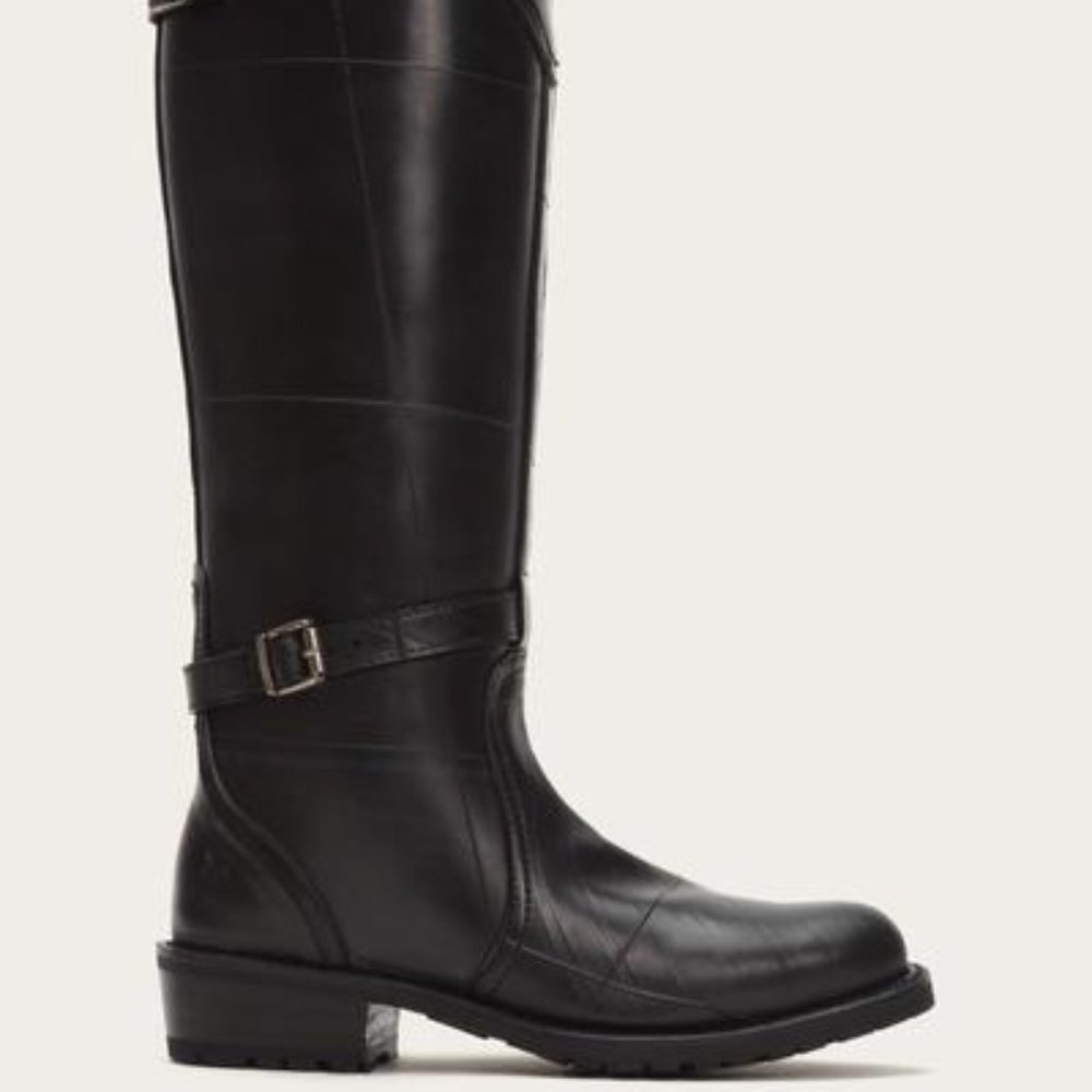 FRYE  Black Rubber Dorado Riding Boot Shearling FITS SIZE 5.5